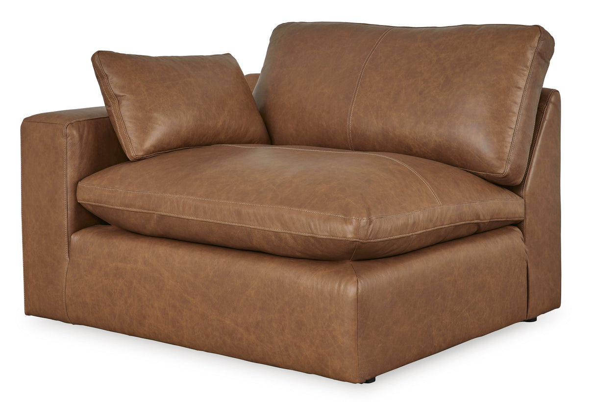 Emilia Caramel Leather 3-Piece Modular Sectional with Ottoman