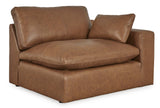 Emilia Caramel Leather 3-Piece Modular Sectional with Ottoman