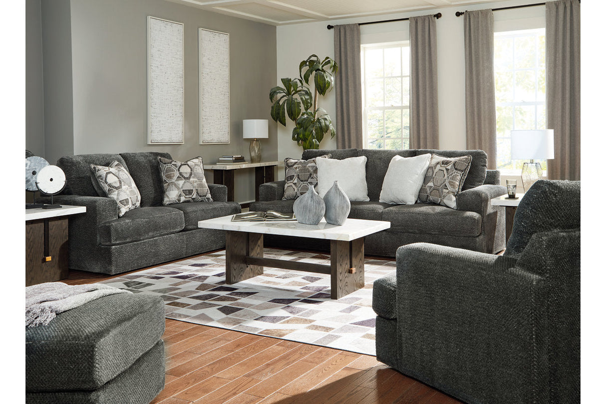 Karinne Smoke Sofa, Loveseat, Oversized Chair and Ottoman