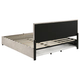 Reeves Beige Upholstered Eastern King Lift-Top Storage Platform Bed