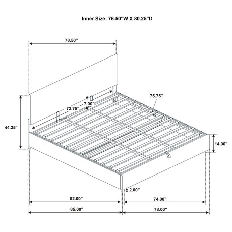Reeves Beige Upholstered Eastern King Lift-Top Storage Platform Bed by Coaster at Eve Furniture