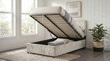 Reeves Beige Upholstered Twin Lift-Top Storage Platform Bed