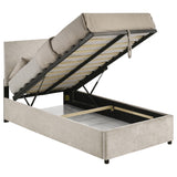Reeves Beige Upholstered Twin Lift-Top Storage Platform Bed