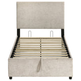 Reeves Beige Upholstered Twin Lift-Top Storage Platform Bed