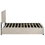 Reeves Beige Upholstered Twin Lift-Top Storage Platform Bed