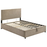 Reeves Tan Upholstered Full Lift-Top Storage Platform Bed
