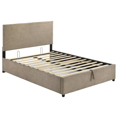 Reeves Tan Upholstered Full Lift-Top Storage Platform Bed by Coaster at Eve Furniture