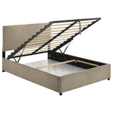 Reeves Tan Upholstered Full Lift-Top Storage Platform Bed