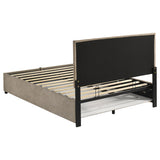 Reeves Tan Upholstered Full Lift-Top Storage Platform Bed