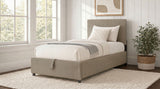 Reeves Tan Upholstered Twin Lift-Top Storage Platform Bed