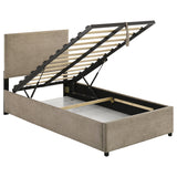 Reeves Tan Upholstered Twin Lift-Top Storage Platform Bed