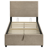 Reeves Tan Upholstered Twin Lift-Top Storage Platform Bed