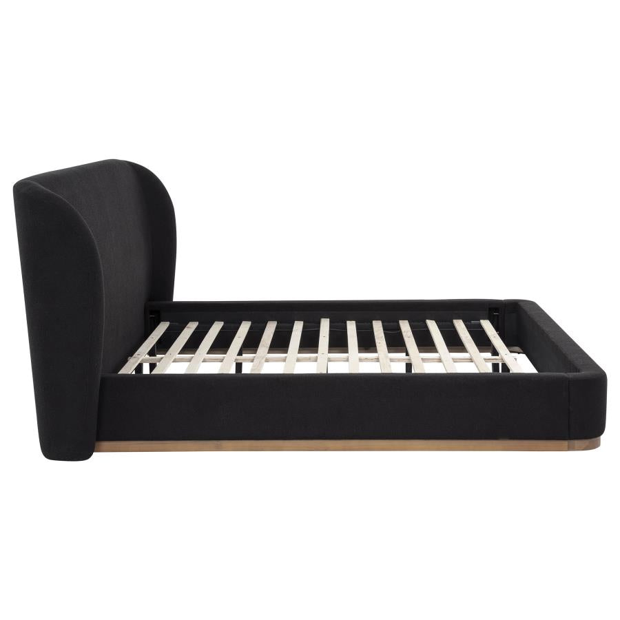 Blaire Black Upholstered California King Wingback Platform Bed by Coaster at Eve Furniture