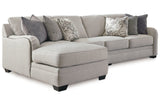 Dellara Chalk 3-Piece Sectional with Chaise