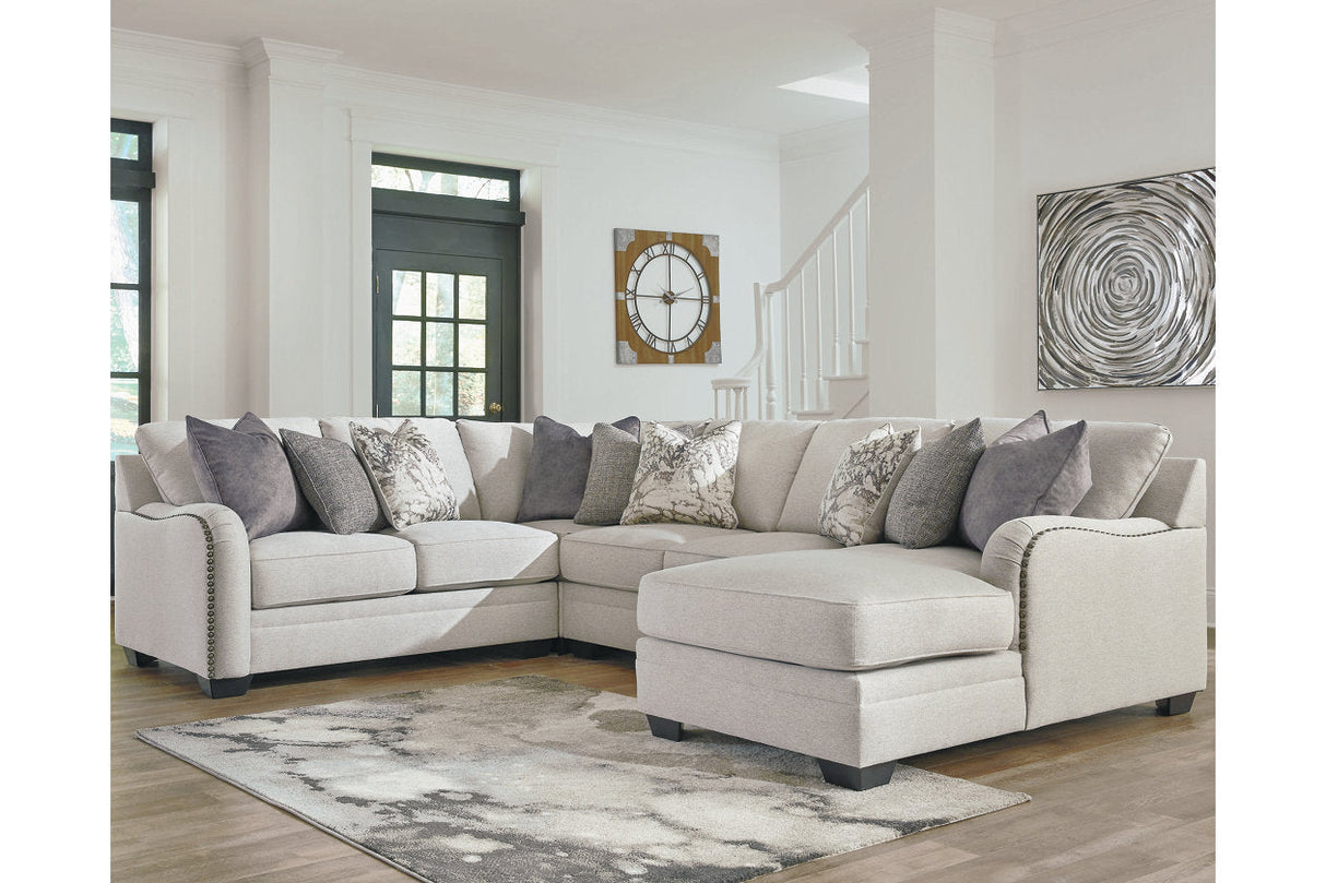 Dellara Chalk 4-Piece Sectional with Ottoman