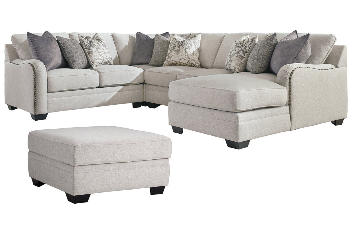 Dellara Chalk 4-Piece Sectional with Ottoman