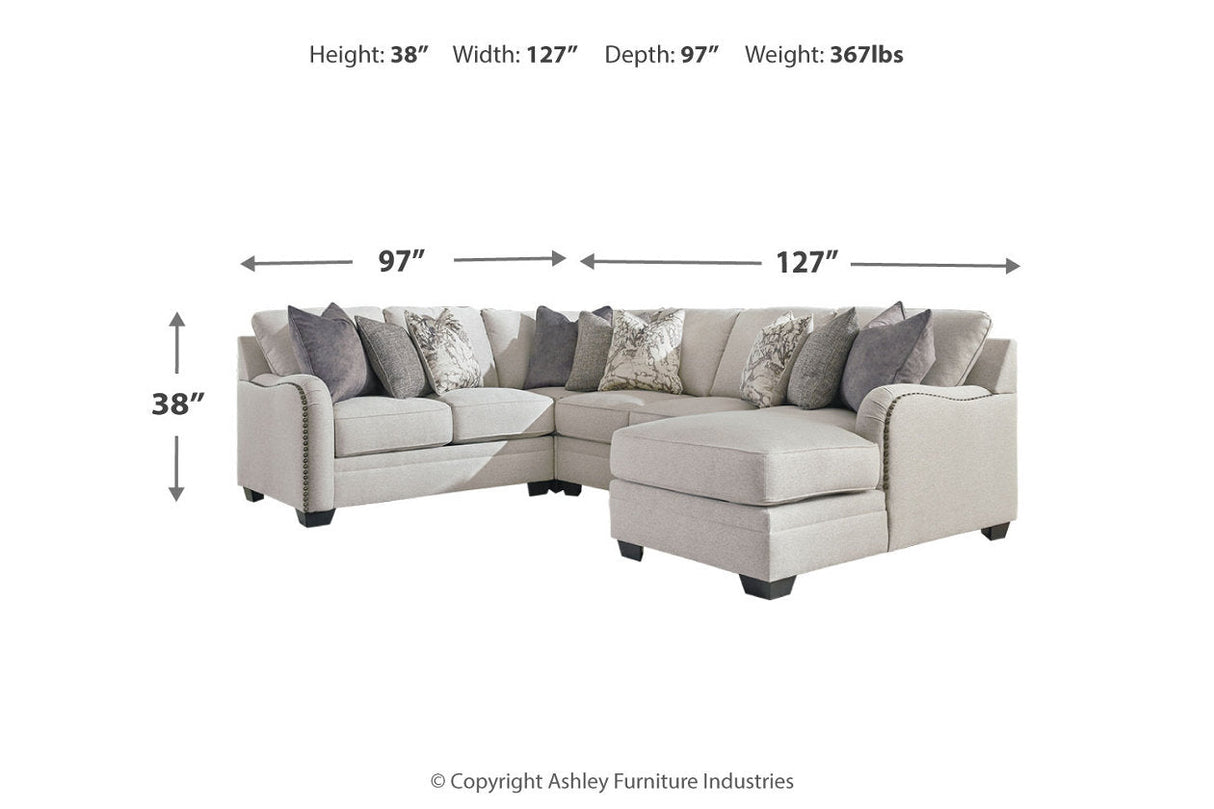 Dellara Chalk 4-Piece Sectional with Ottoman