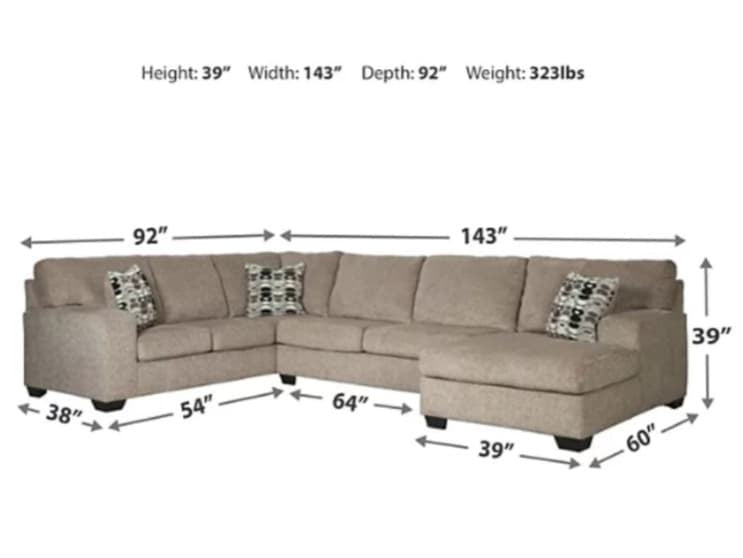 Ballinasloe Platinum 3-Piece RAF Chaise Sectional