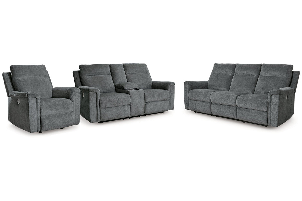 Barnsana Gravel Power Reclining Sofa, Loveseat and Recliner