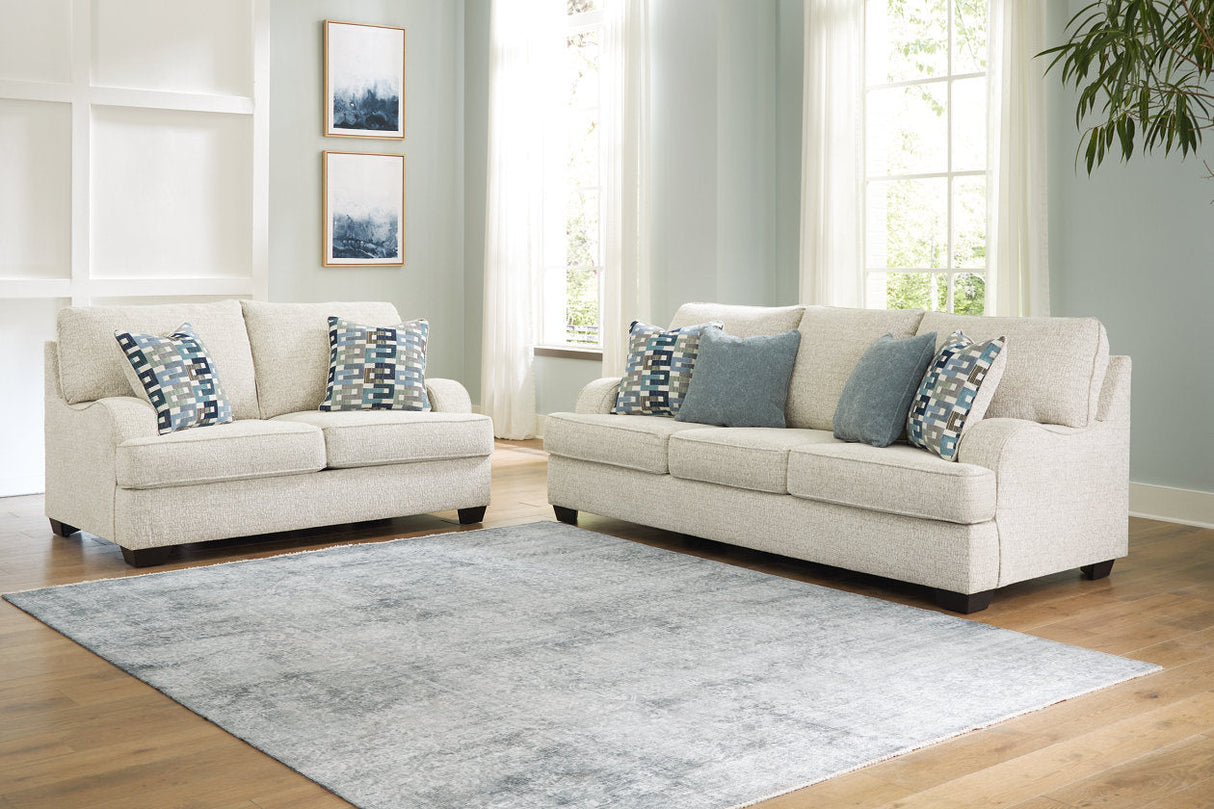 Valerano Parchment Sofa and Loveseat