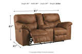 Boxberg Bark Reclining Loveseat with Console