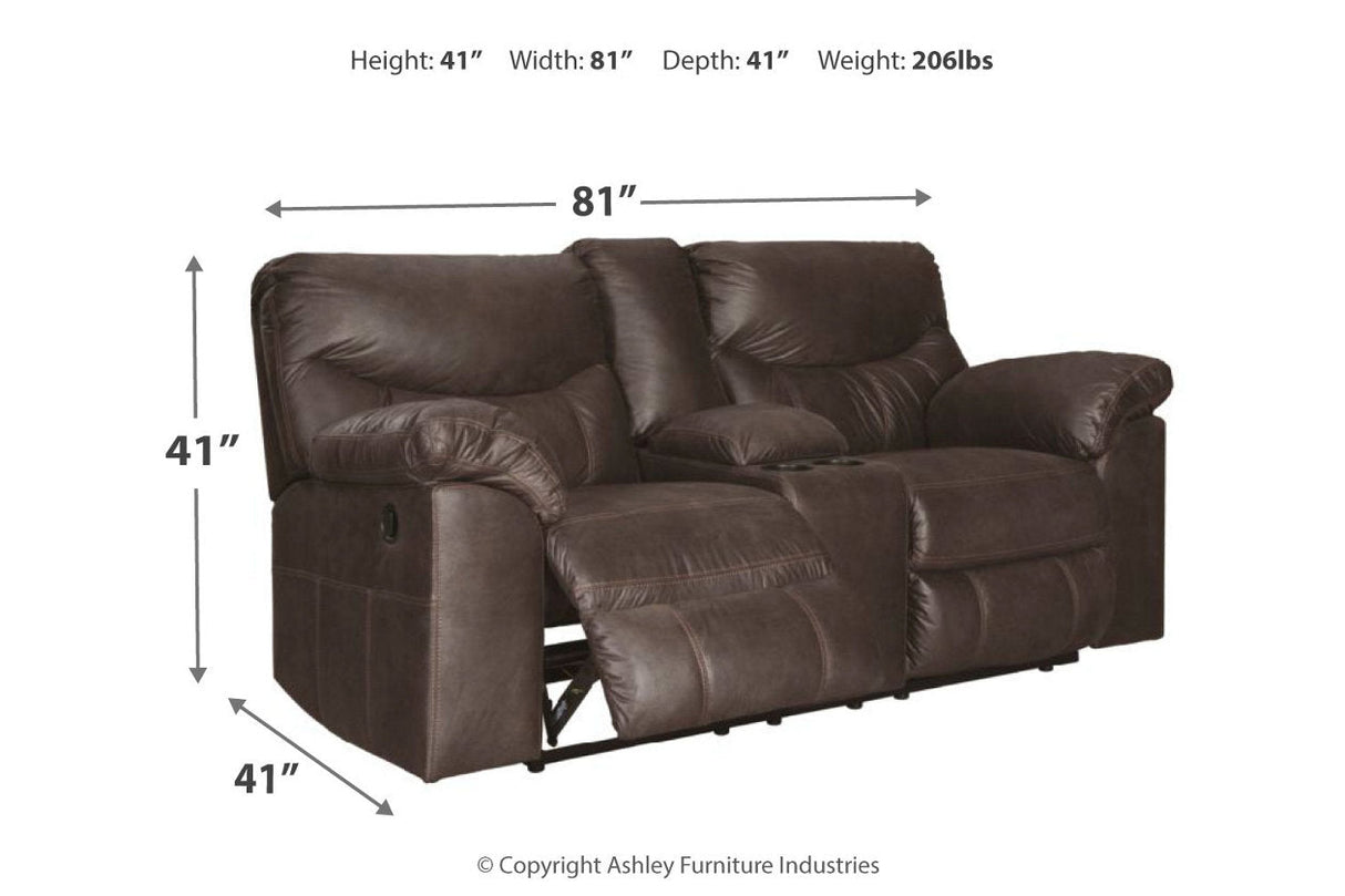 Boxberg Teak Reclining Loveseat with Console