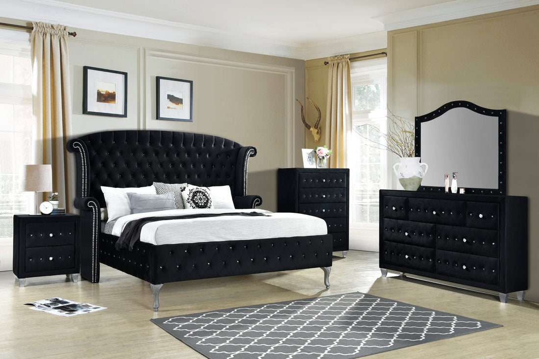 Diamond Palace Black King Bedroom Set