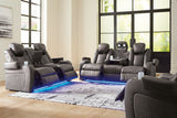 Fyne-Dyme Shadow Power Reclining Sofa, Loveseat and Recliner