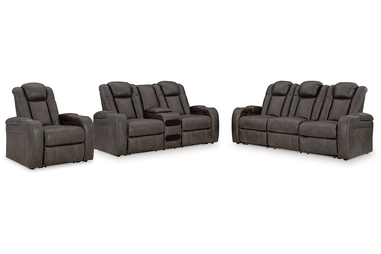 Fyne-Dyme Shadow Power Reclining Sofa, Loveseat and Recliner