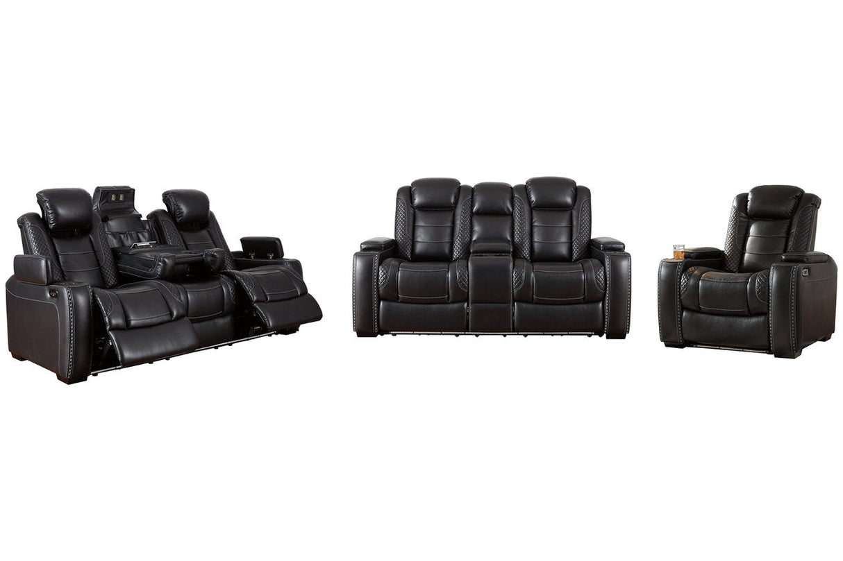 Party Time Midnight Power Reclining Sofa and Loveseat with Power Recliner