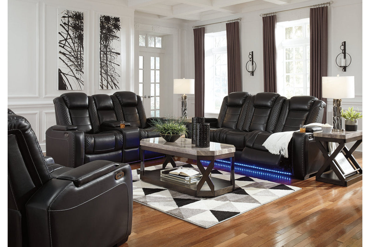 Party Time Midnight Power Reclining Sofa and Loveseat with Power Recliner