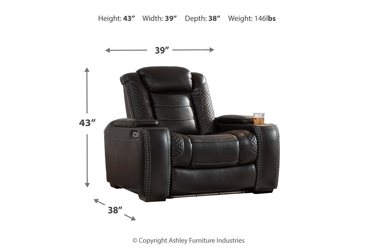 Party Time Midnight Power Reclining Sofa and Recliner