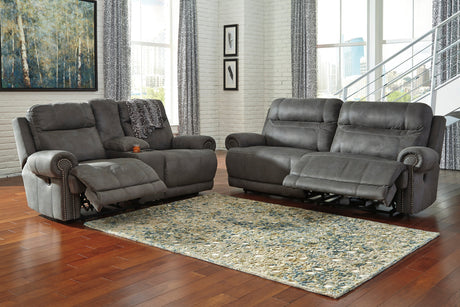 Austere Gray Power Reclining Living Room Set