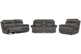 Austere Gray Reclining Sofa, Loveseat and Recliner