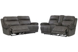 Austere Gray Reclining Sofa and Loveseat