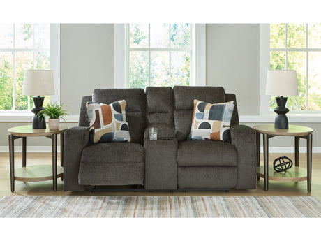 Kanlow Dusk Manual Reclining Sofa and Loveseat by Ashley at Eve Furniture
