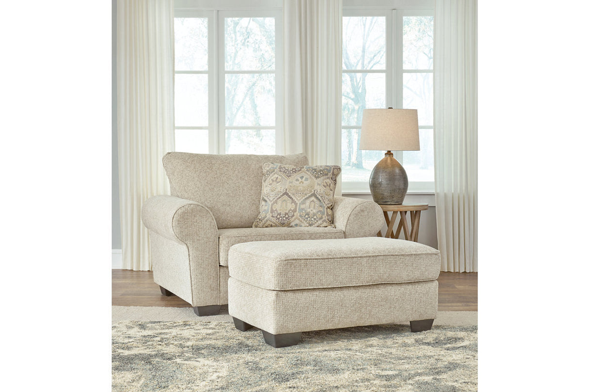 Haisley Ivory Oversized Chair and Ottoman