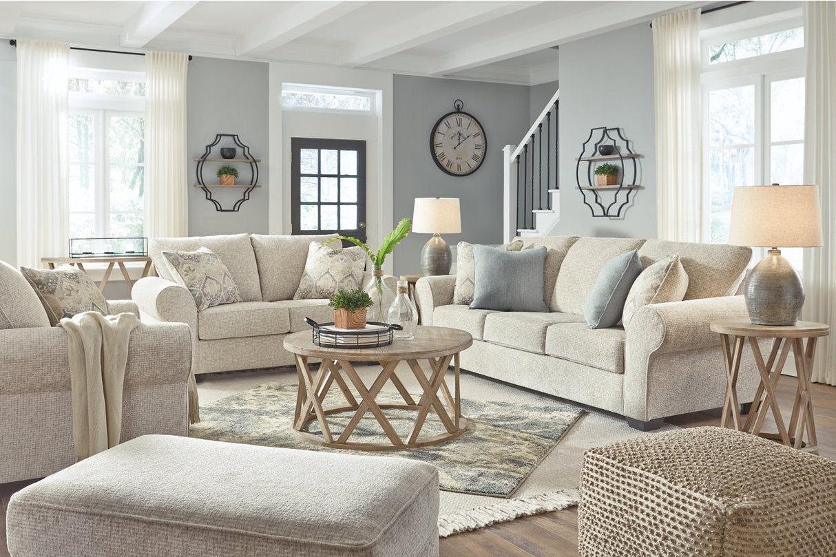 Haisley Ivory Sofa, Loveseat, Oversized Chair and Ottoman