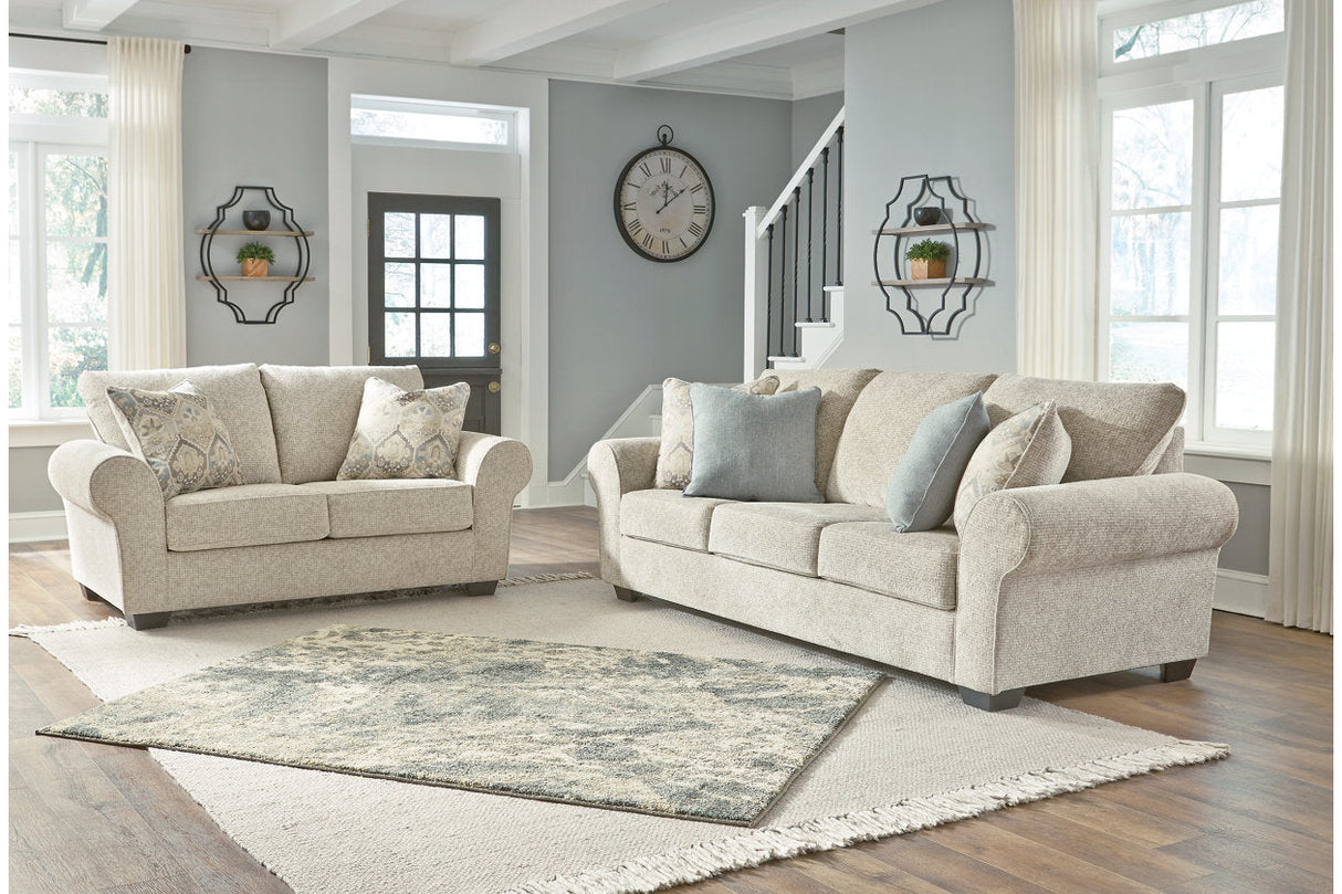 Haisley Ivory Sofa, Loveseat, Oversized Chair and Ottoman