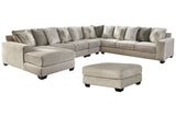 Ardsley Pewter 5-Piece Sectional with Ottoman