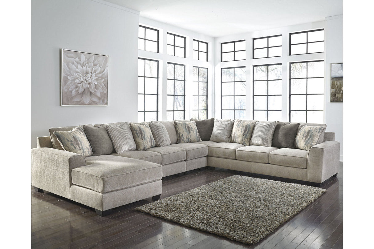 Ardsley Pewter 5-Piece Sectional with Chaise