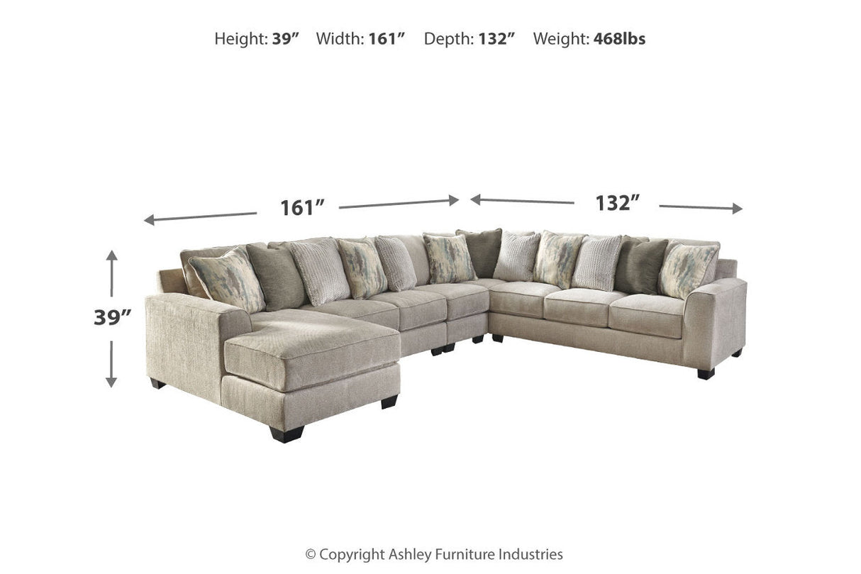 Ardsley Pewter 5-Piece Sectional with Chaise