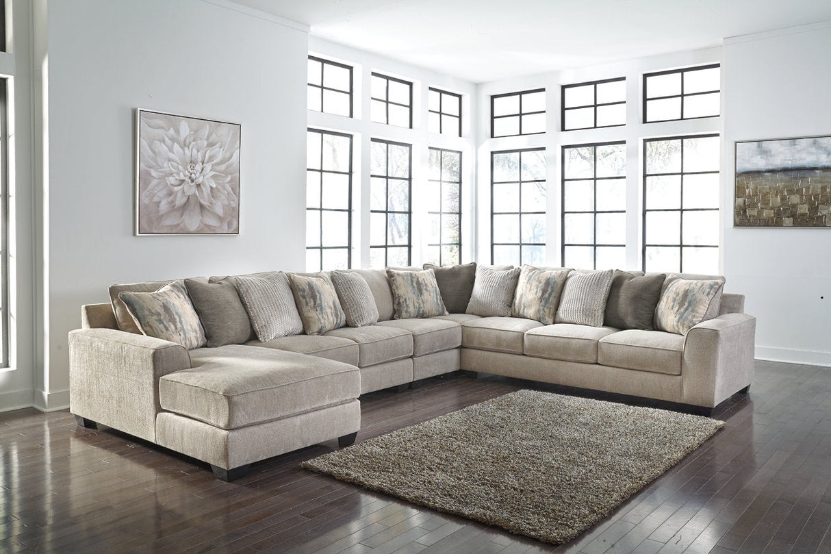 Ardsley Pewter 5-Piece Sectional with Chaise