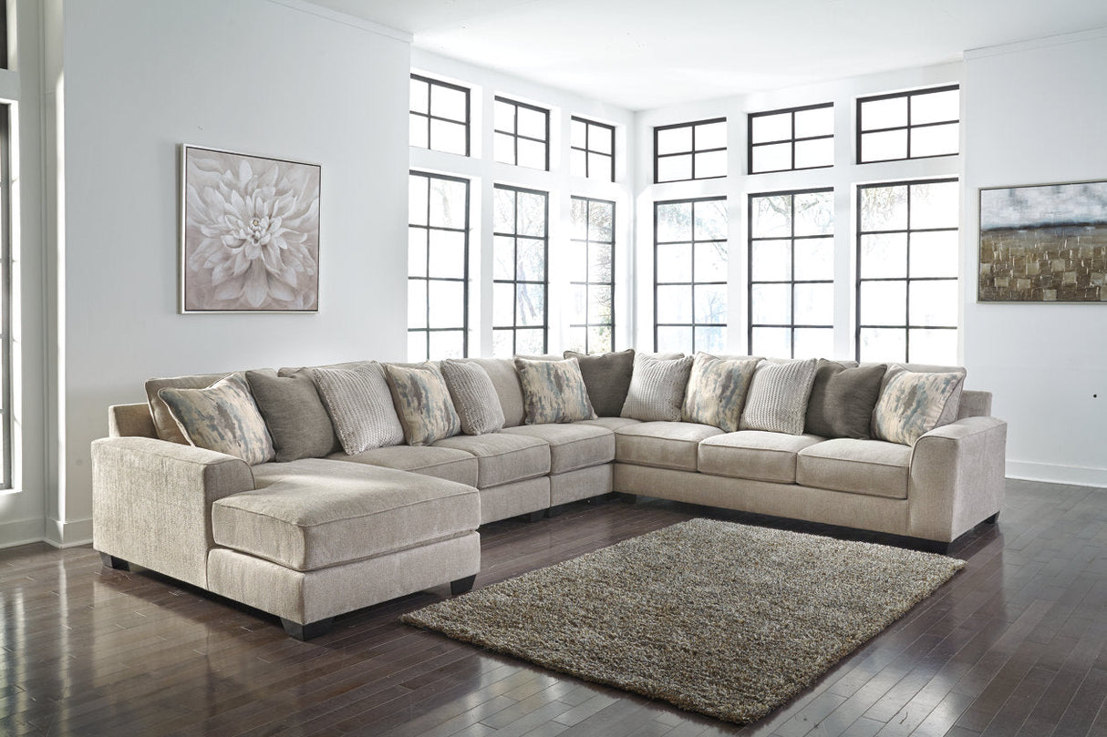 Ardsley Pewter 5-Piece Large LAF Chaise Sectional