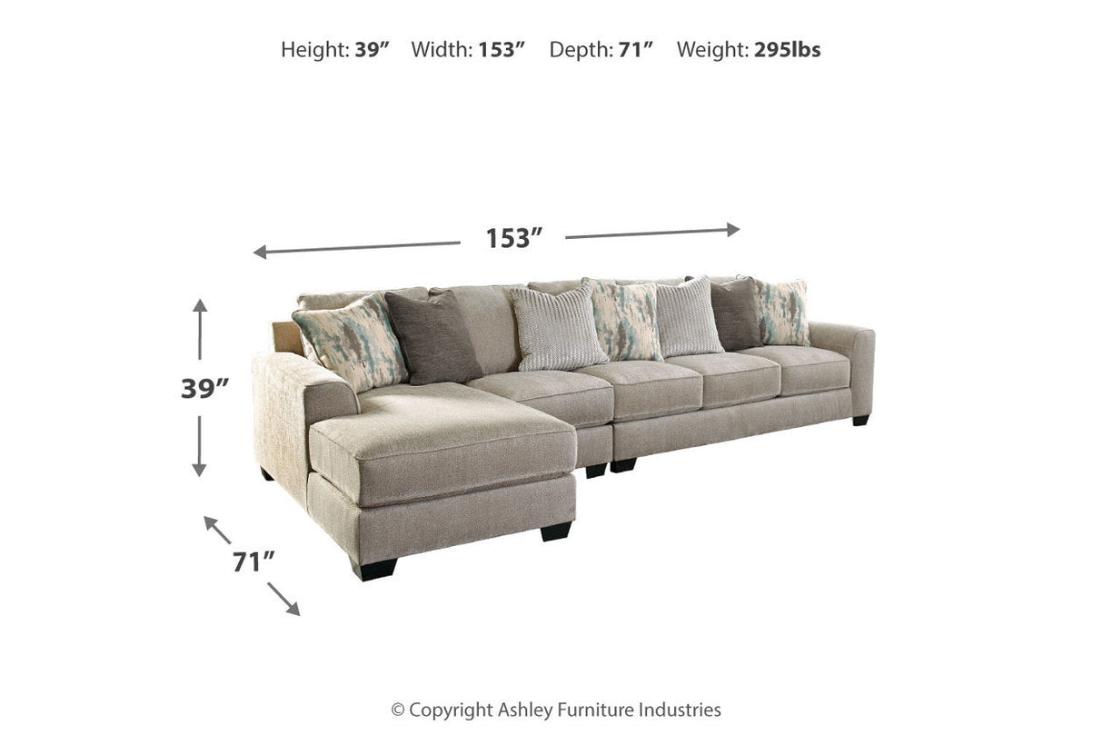 Ardsley Pewter 3-Piece Sectional with Chaise