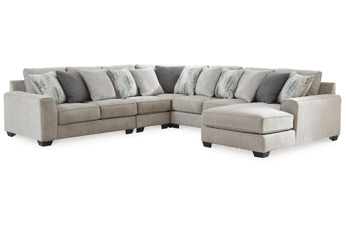 Ardsley Pewter 5-Piece Sectional with Chaise