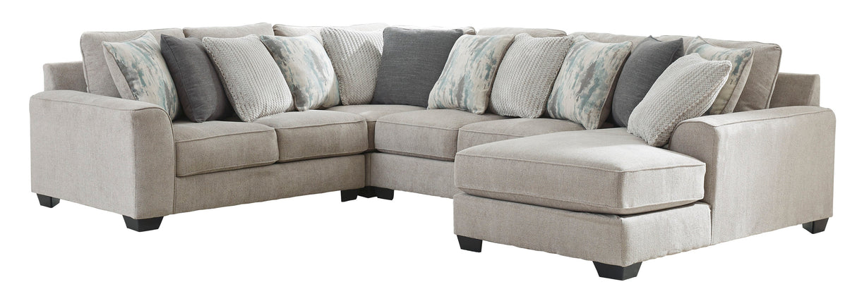 Ardsley Pewter 4-Piece RAF Chaise Sectional