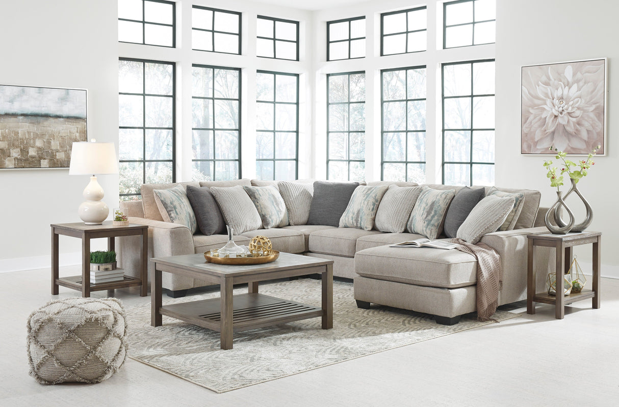 Ardsley Pewter 4-Piece RAF Chaise Sectional