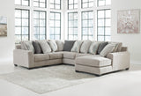 Ardsley Pewter 4-Piece RAF Chaise Sectional