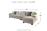 Ardsley Pewter 3-Piece Sectional with Chaise